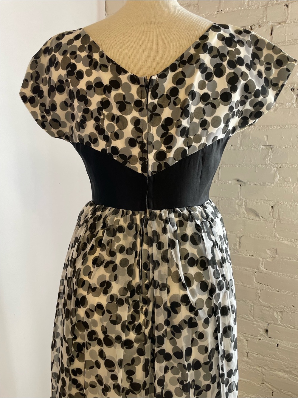 1960s Black and White Polka Dot Fit-and-Flare Dress - Picture 5 of 5
